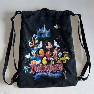 Disneyland Resort Black Cinch Strap Canvas Backpack